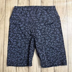 Zyia Active Biker Large Shorts Black Leopard Reflective Workout High Rise